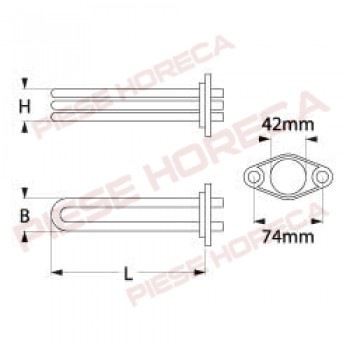 Rezistenta boiler expresor, putere 1450W, alimentare 230V, 1 circuit, lungime 132mm. Pentru expresoare ASTORIA, VFA-EXPRESS